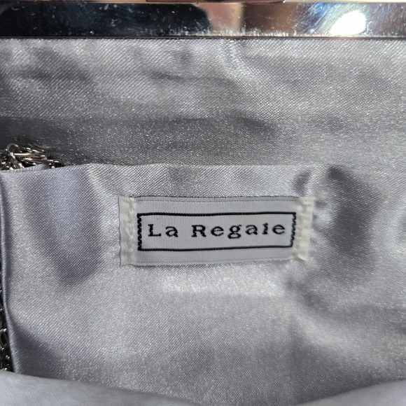 Y2K La Regale Silver Mesh Rhinestone Clutch Shoulder Bag Evening Purse 2000s - Picture 12 of 14